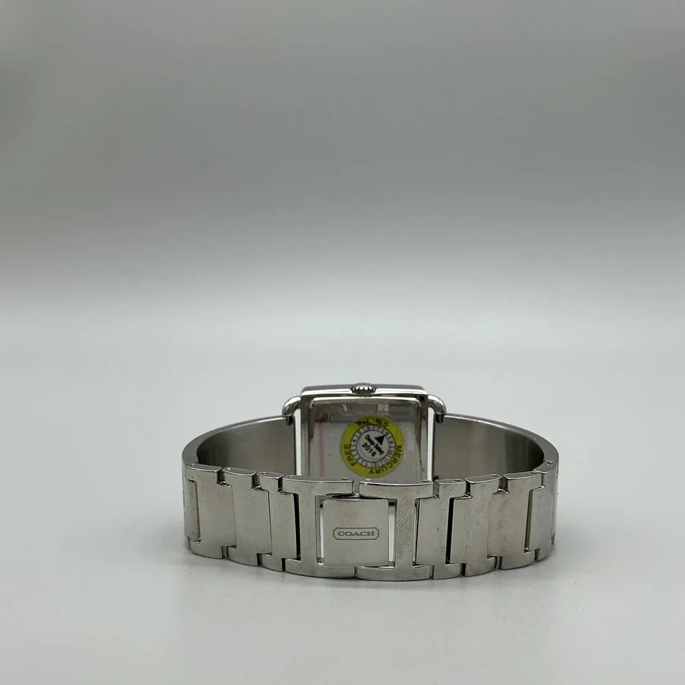 Coach Legacy Womens Watch 27mm Silver Dial Signature Bangle New Battery 7.25